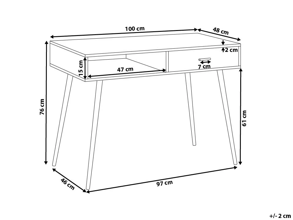 1 Drawer Home Office Desk with Shelf 100 x 48 cm Light Wood DEORA