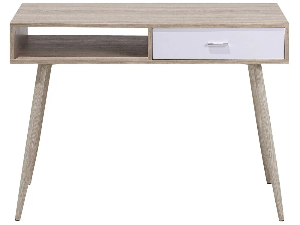 1 Drawer Home Office Desk with Shelf 100 x 48 cm Light Wood DEORA