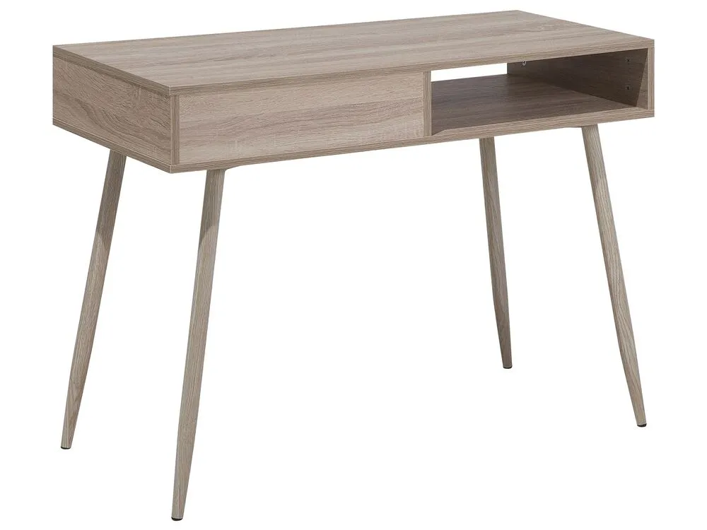 1 Drawer Home Office Desk with Shelf 100 x 48 cm Light Wood DEORA