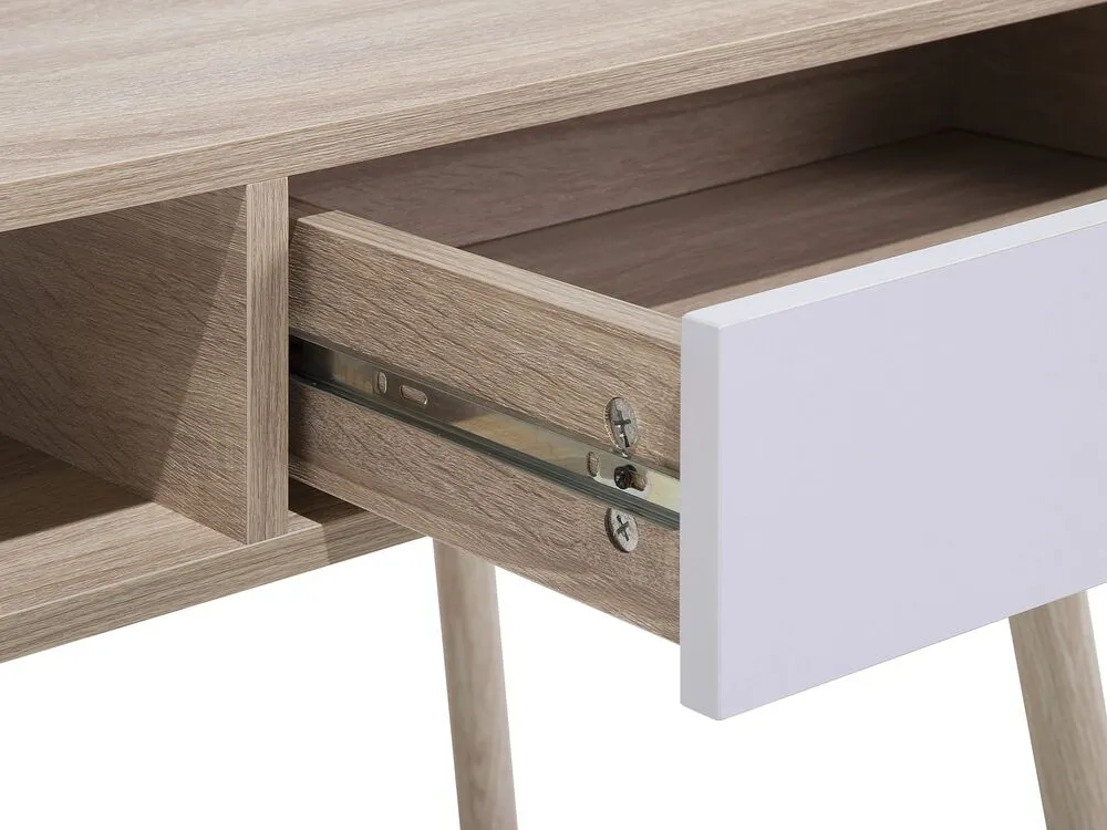 1 Drawer Home Office Desk with Shelf 100 x 48 cm Light Wood DEORA