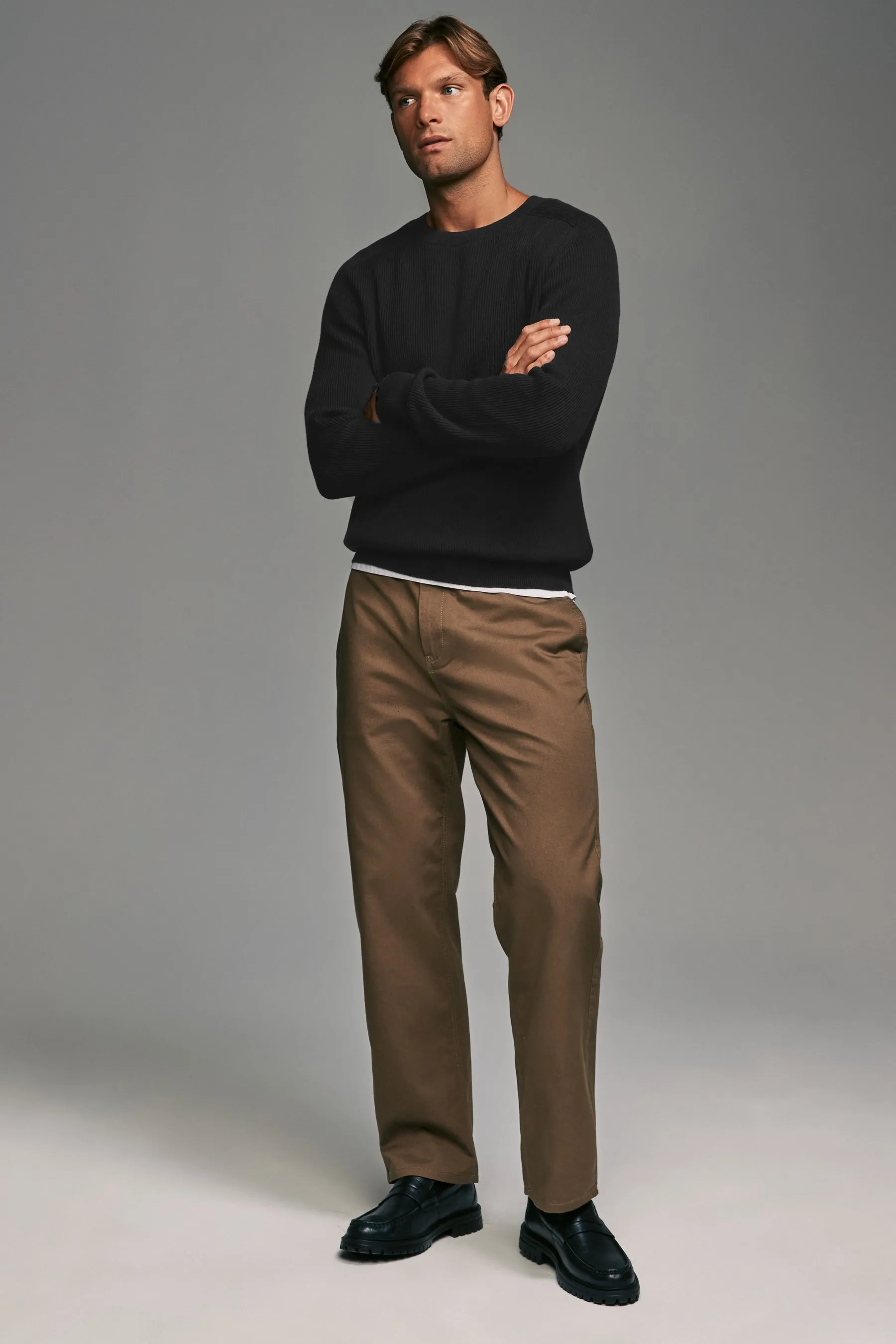 100% Cotton Rib Texture Crew Jumper    