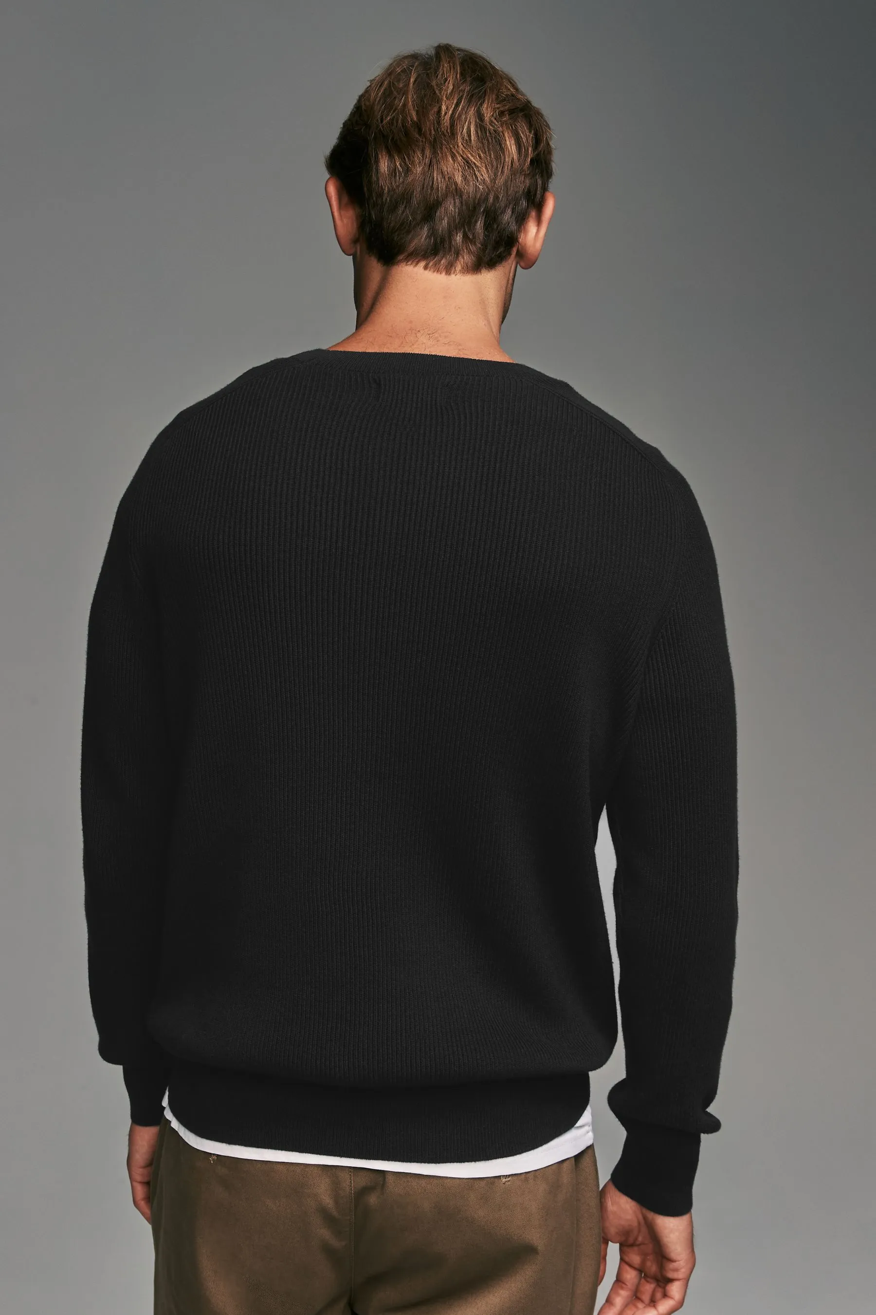 100% Cotton Rib Texture Crew Jumper    