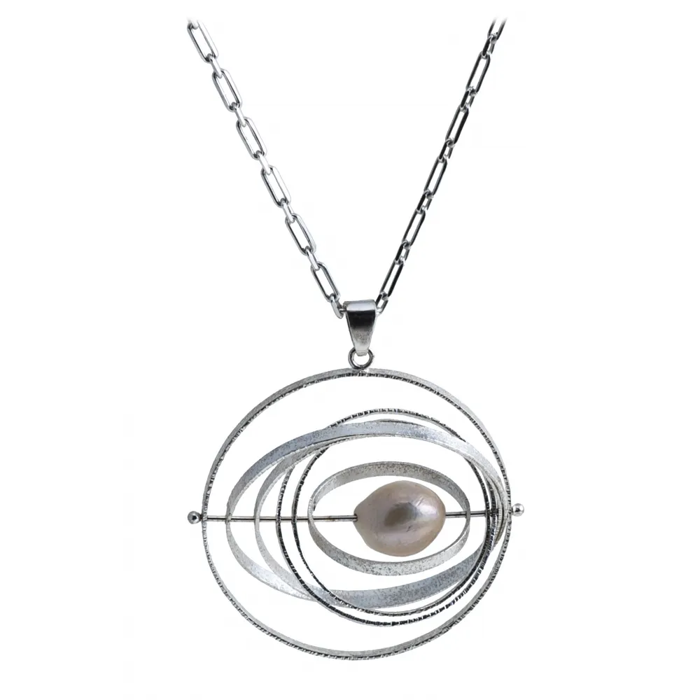 Ab Ove - Pendente in Argento con Perla River Barocca - Collezione Cinetica - Collana Artigianale - Alta Qualità Luxury
