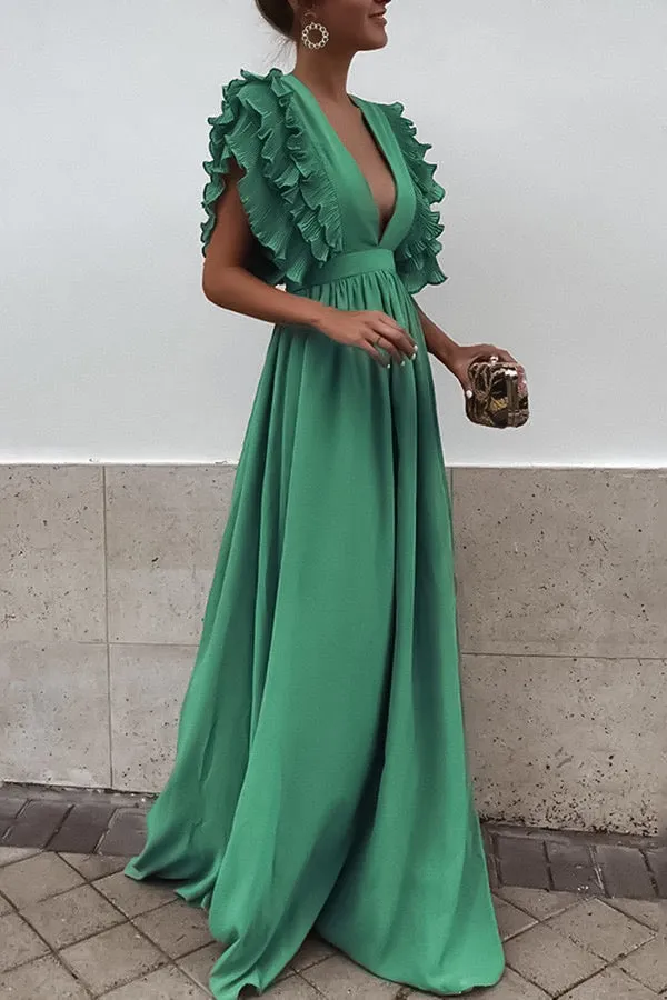 Abito Donna Lungo Morbido Scollo Profondo Elegante