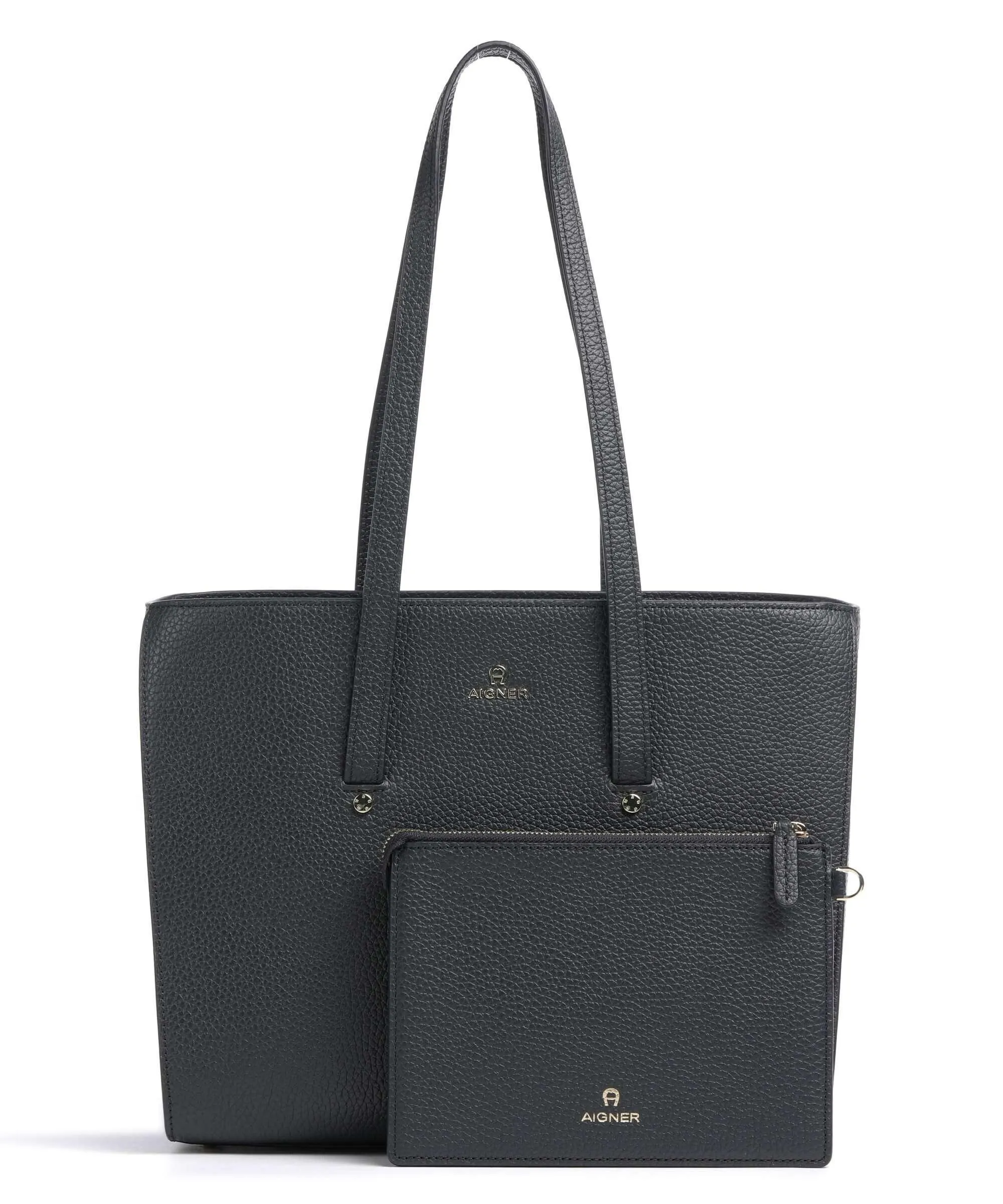  Aigner Ivy L Borsa shopper pelle di vacchetta grana blu scuro  