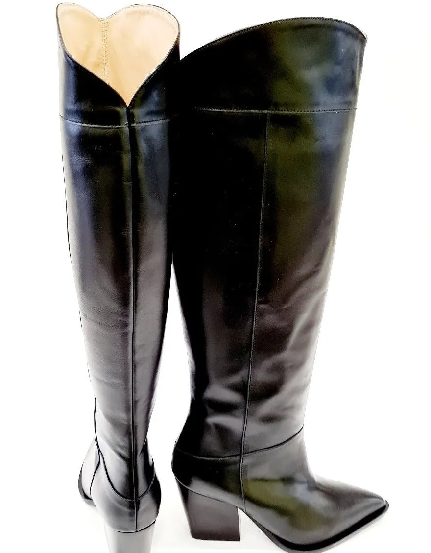 ANDREA PINTO STIVALE TEXANO TACCO ALTO 9CM. PLATEAU 1 CM. PELLE NERO RIF.68