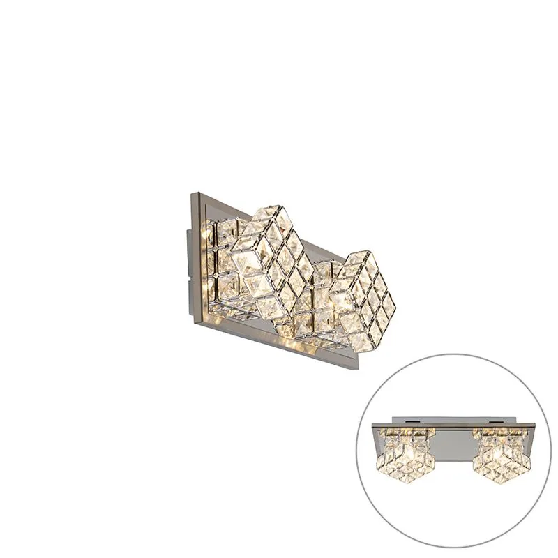 Applique design cromo incl. LED 2 luci - WAFFLE
