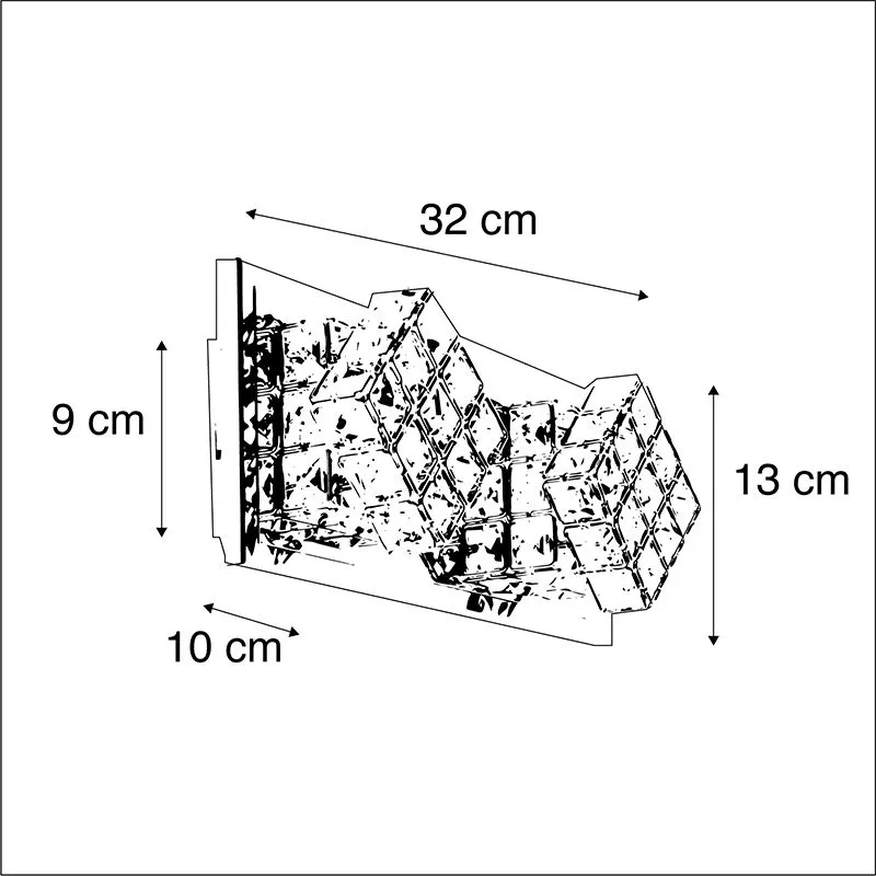 Applique design cromo incl. LED 2 luci - WAFFLE