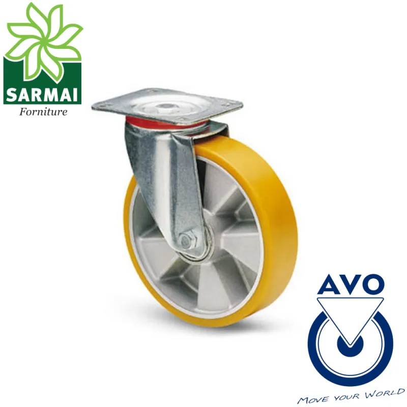 AVO 37 RUOTA  IN POLIURETANO 100X30 SUPPORTO GIREVOLE CUSCINETTO