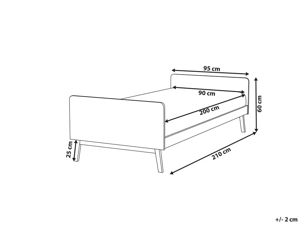 Bed Wood BONNAC 90 x 200 cm (EU Single) Light Brown