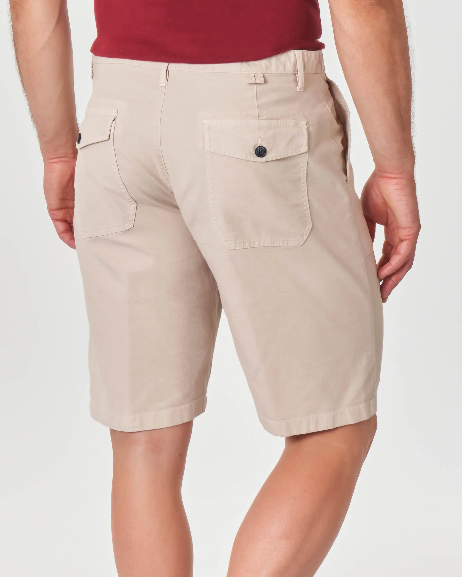 Bermuda beige in misto cotone e lino stretch