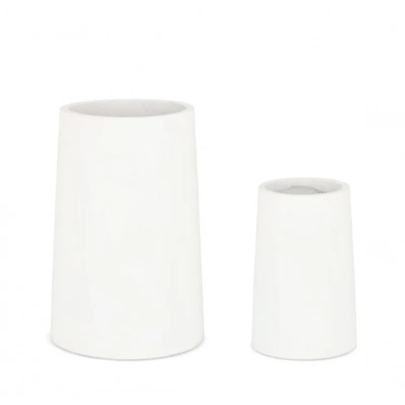 Bizzotto outdoor Set 2 porta vaso Hoian tondo bianco alto