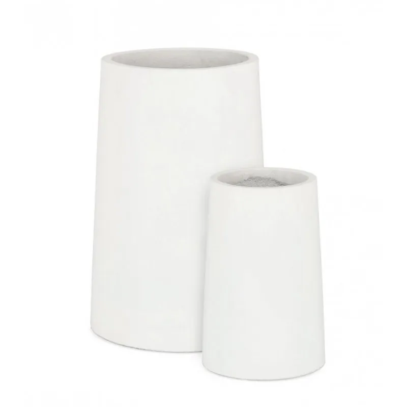 Bizzotto outdoor Set 2 porta vaso Hoian tondo bianco alto