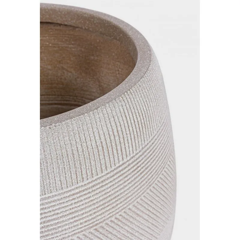 Bizzotto outdoor Set 2 porta vaso rigo bombato beige basso