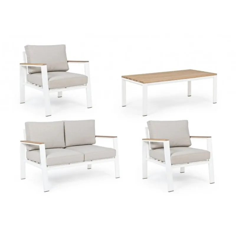 Bizzotto outdoor Set 4 salotto con cuscino Belmar bianco yk11