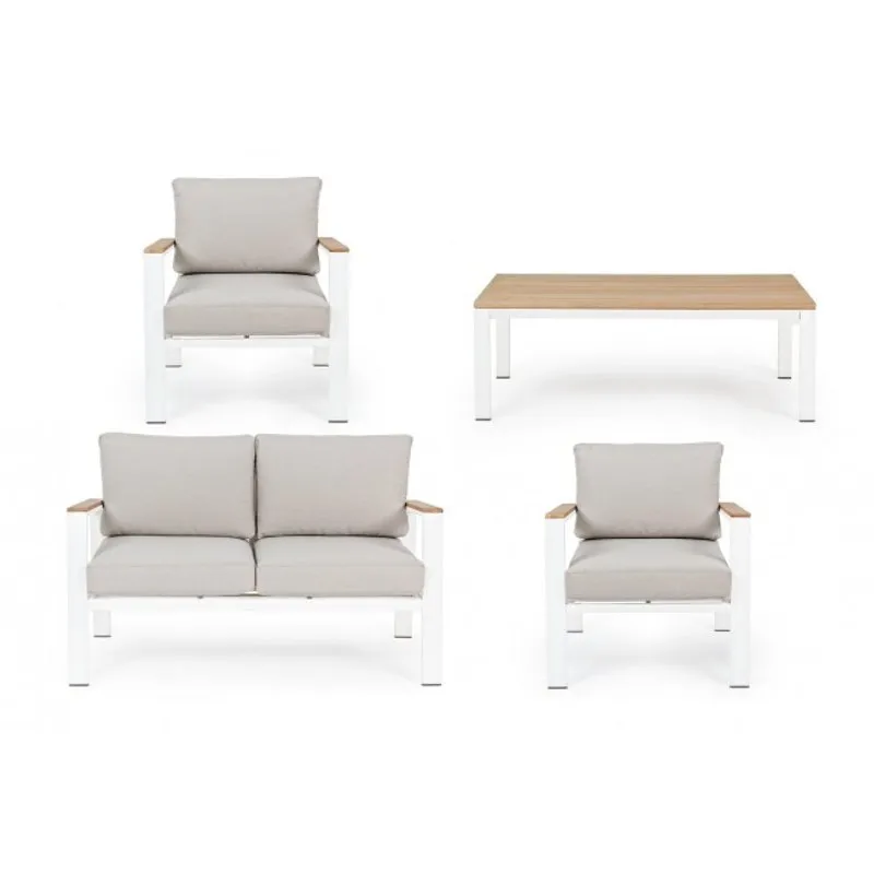 Bizzotto outdoor Set 4 salotto con cuscino Belmar bianco yk11