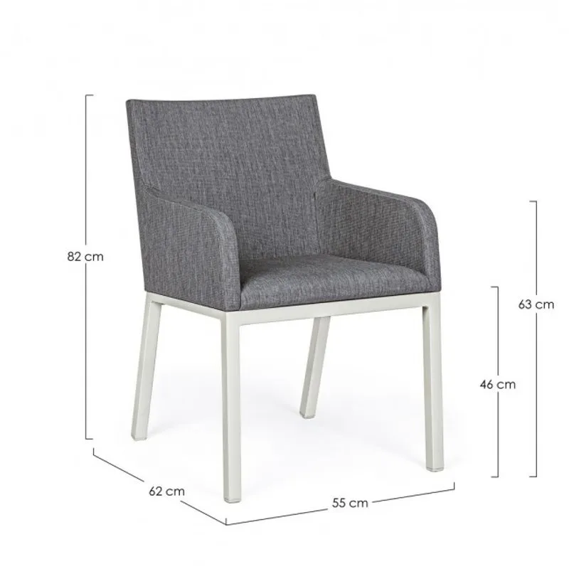Bizzotto outdoor Set 4 sedie con braccioli Owen lunar