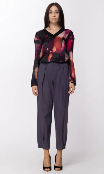 Blusa a fantasia con scollo a V Fucsia