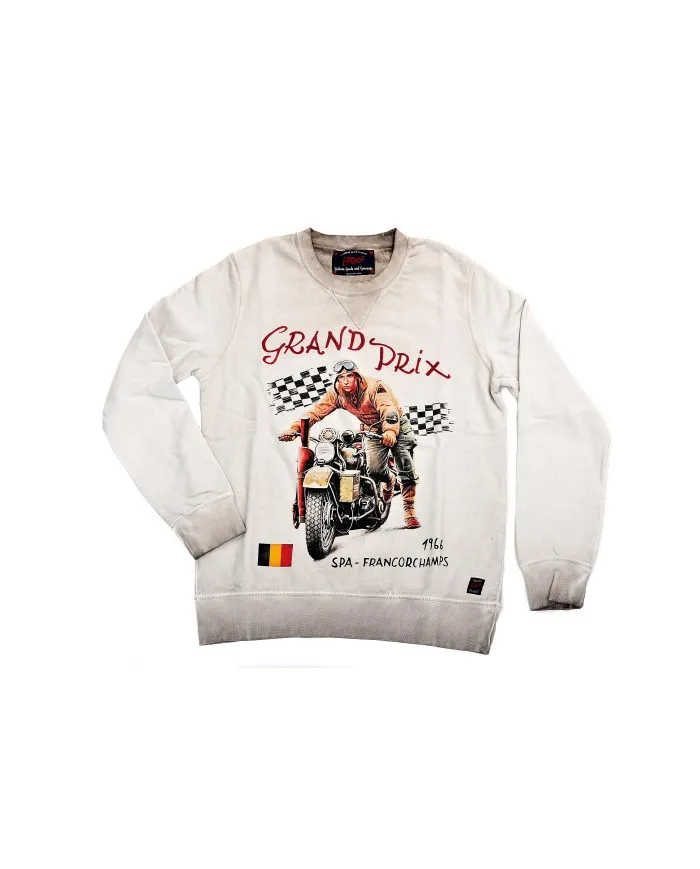 BOB Felpa Uomo Fitch103 A-ET in Cotone Gran Prix Bianca 001 OFF WHITE