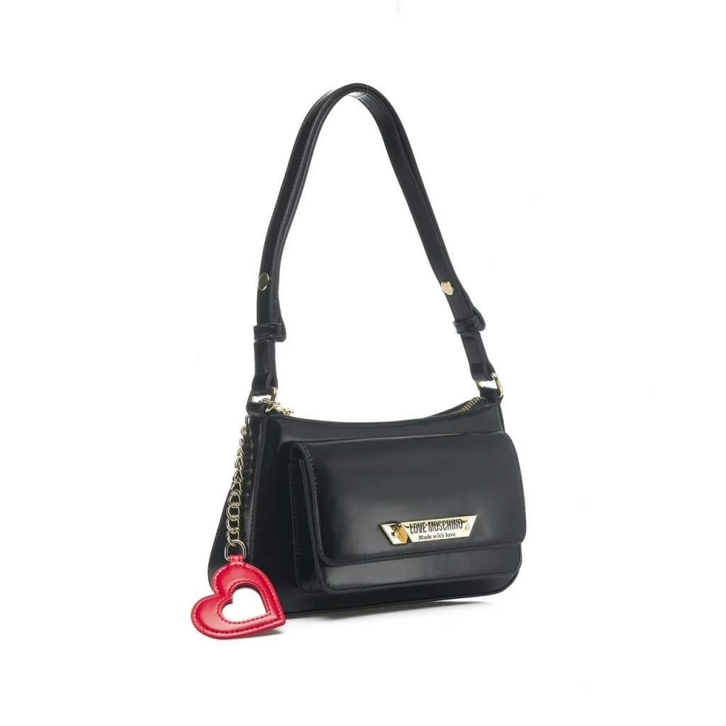 Borsa a mano con logo charm nero