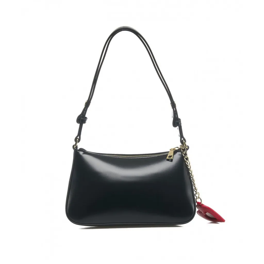 Borsa a mano con logo charm nero