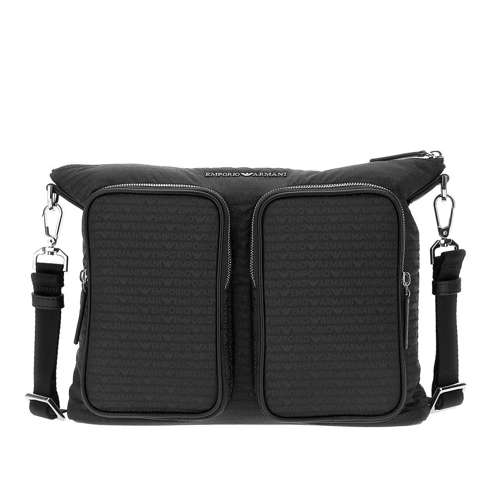 Borsa a tracolla in nylon jacquard logato