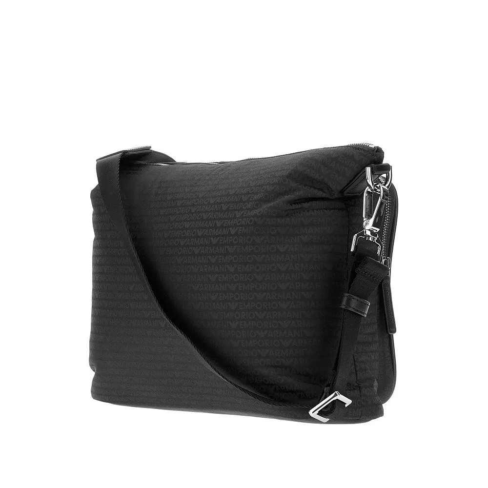 Borsa a tracolla in nylon jacquard logato