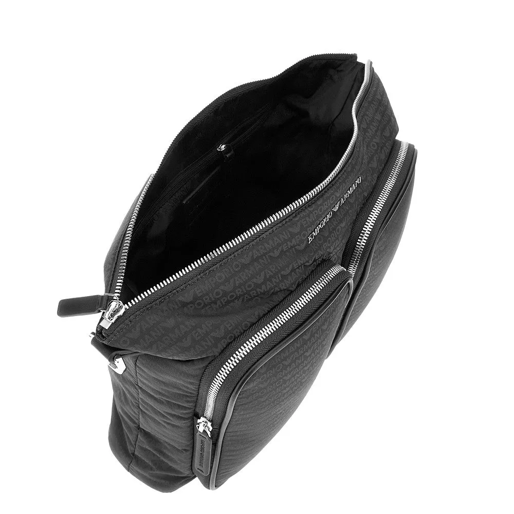 Borsa a tracolla in nylon jacquard logato