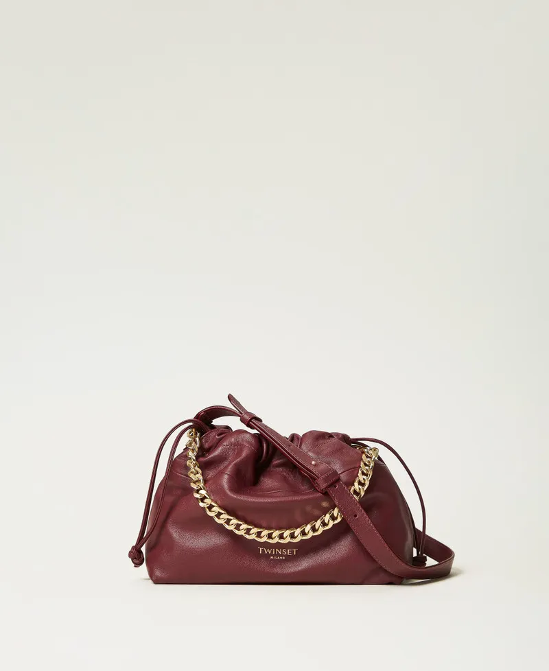 Borsa a tracolla in pelle con coulisse