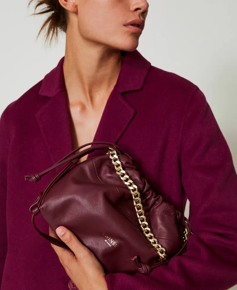 Borsa a tracolla in pelle con coulisse