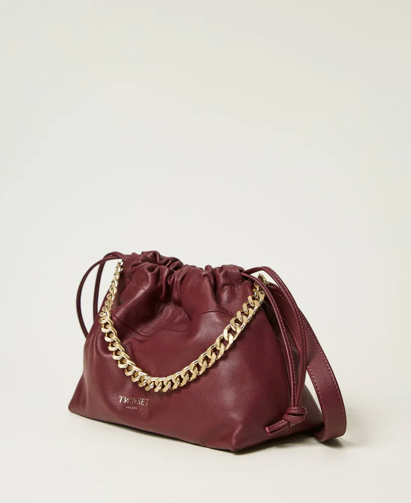 Borsa a tracolla in pelle con coulisse