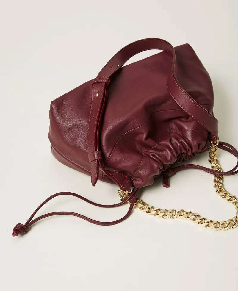 Borsa a tracolla in pelle con coulisse