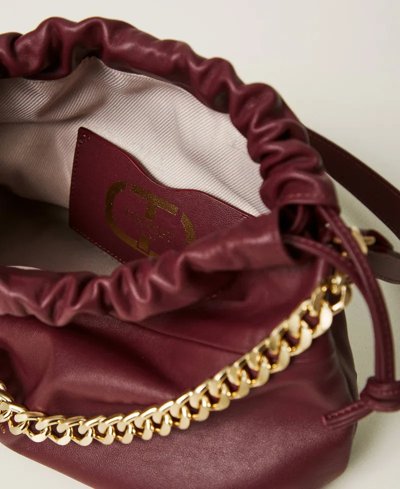 Borsa a tracolla in pelle con coulisse