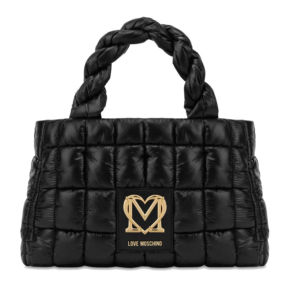 Borsa Donna a Mano LOVE MOSCHINO linea Thin Air in Nylon Trapuntato Nero