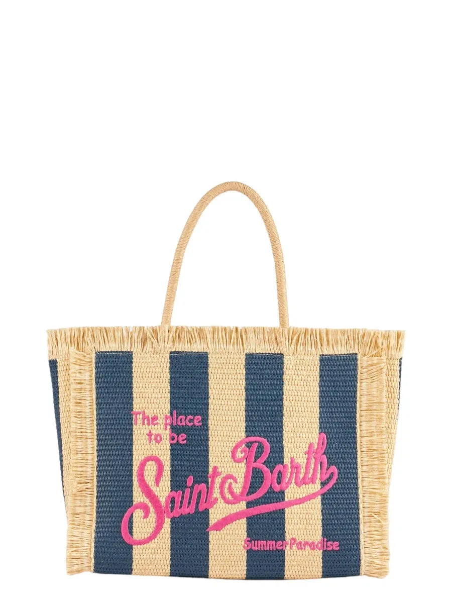 Borsa Tote Vanity Straw a Righe