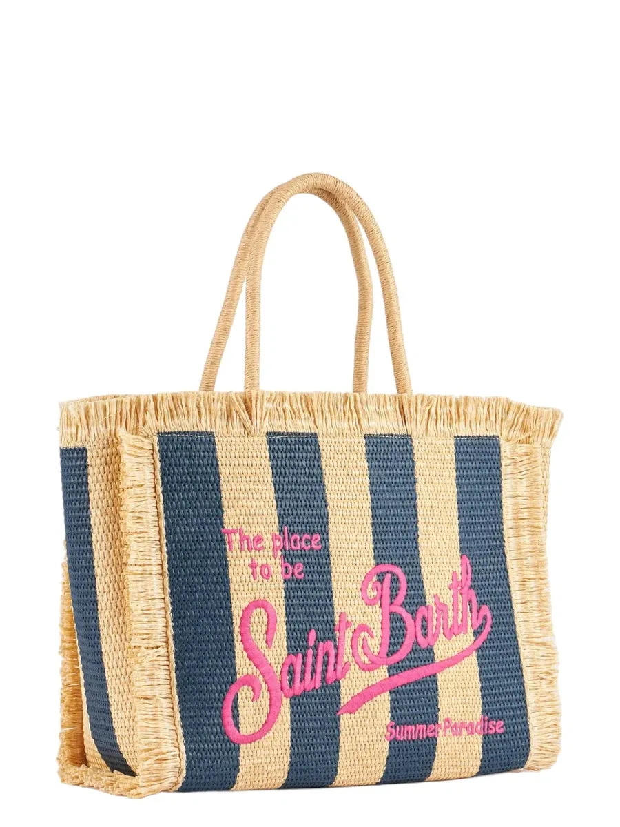 Borsa Tote Vanity Straw a Righe