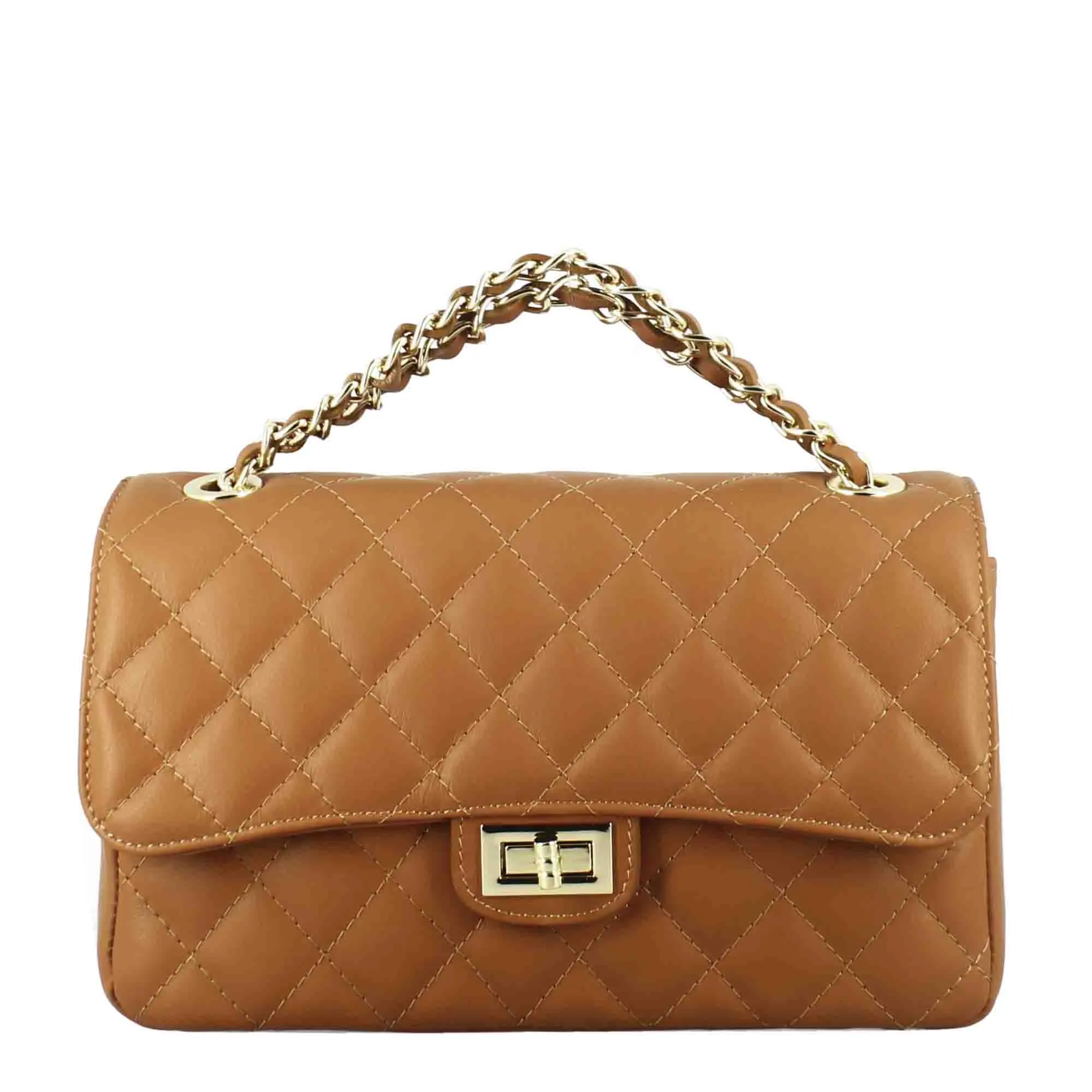 Borsetta Vanity media a tracolla in pelle trapuntata colore marrone