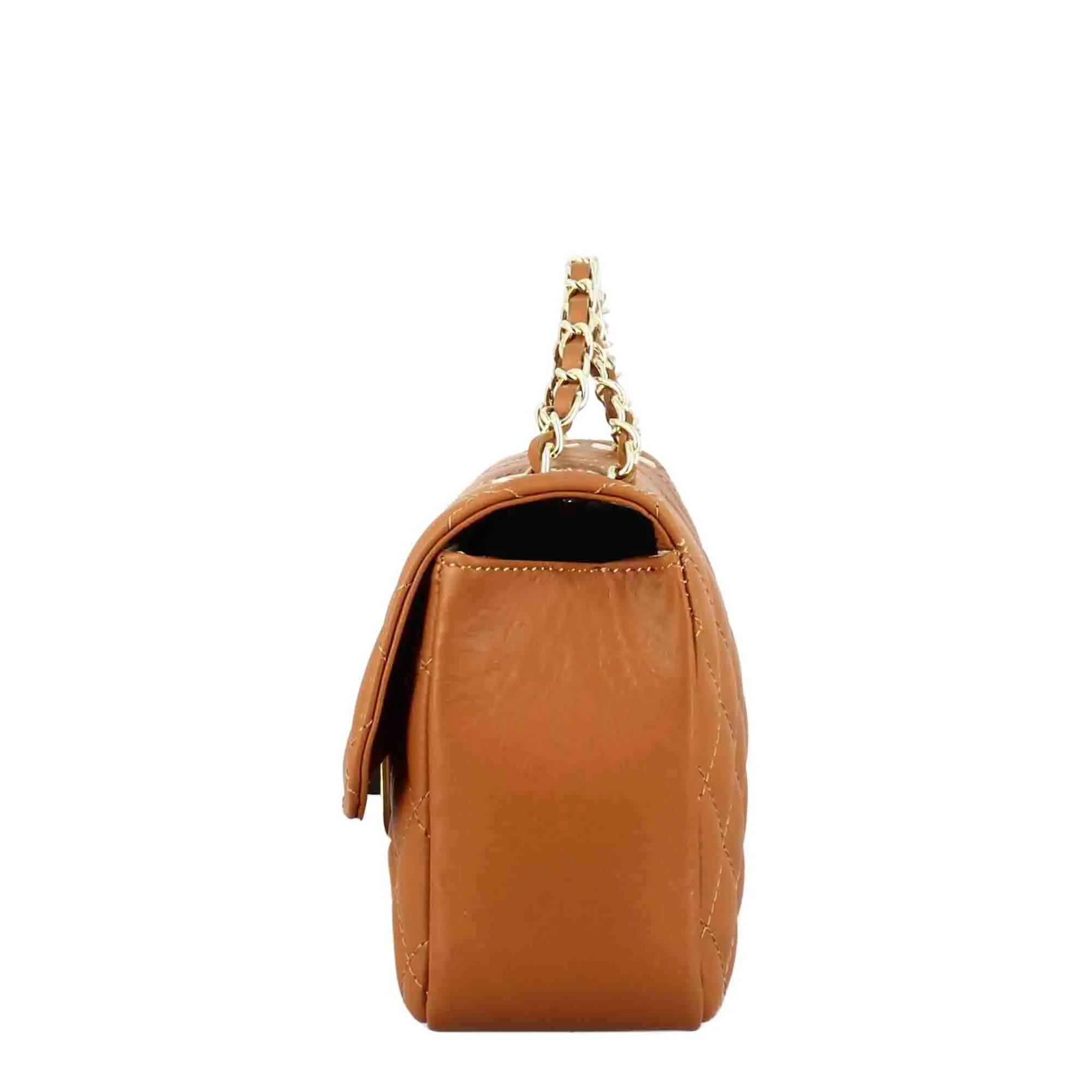 Borsetta Vanity media a tracolla in pelle trapuntata colore marrone