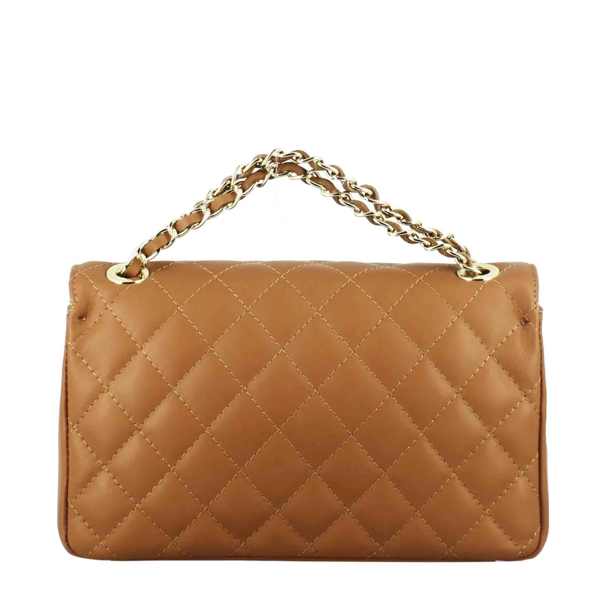 Borsetta Vanity media a tracolla in pelle trapuntata colore marrone