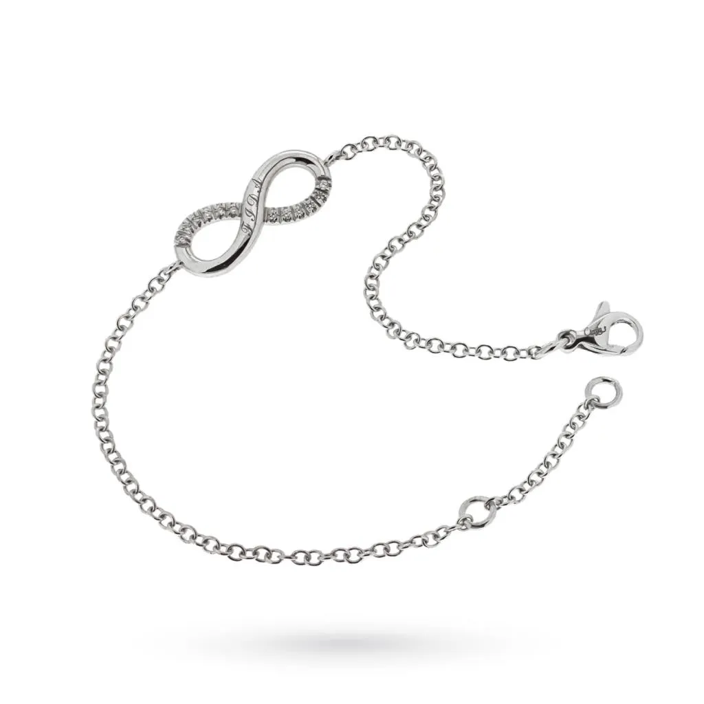 Bracciale infinito oro bianco e brillanti personalizzato