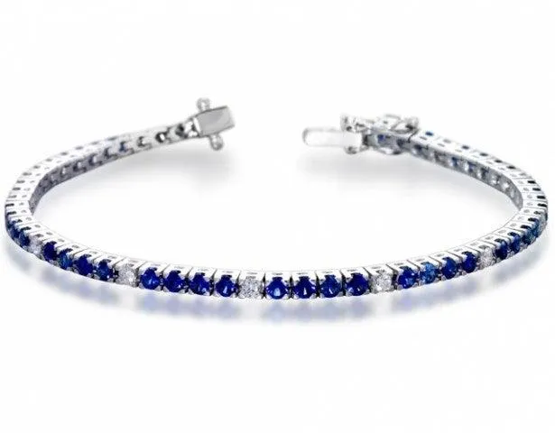 Bracciale Tennis Oro Bianco Zirconi Blu
