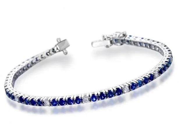 Bracciale Tennis Oro Bianco Zirconi Blu