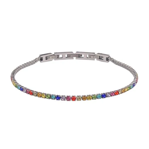 Bracciale tennis uomo con zirconi multicolor    