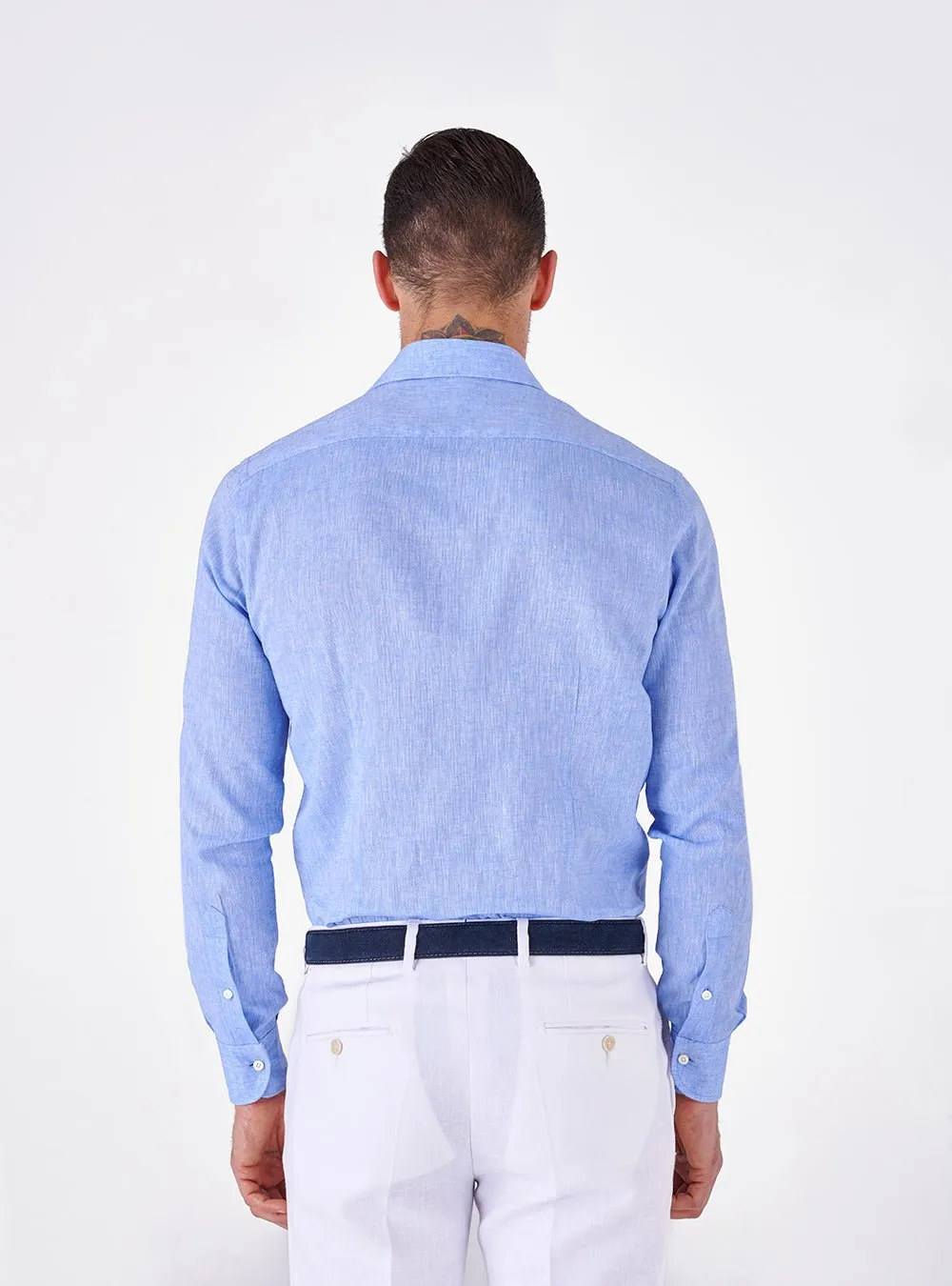 Camicia collo francese in lino cotone - Martin Brenner
