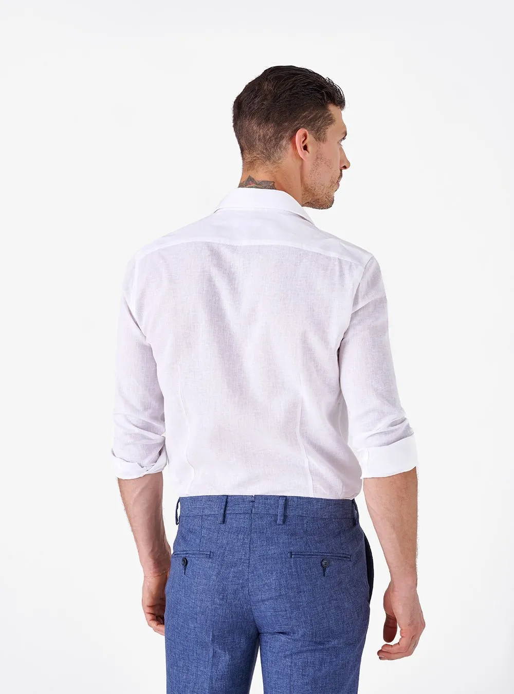 Camicia collo francese in lino cotone - Martin Brenner