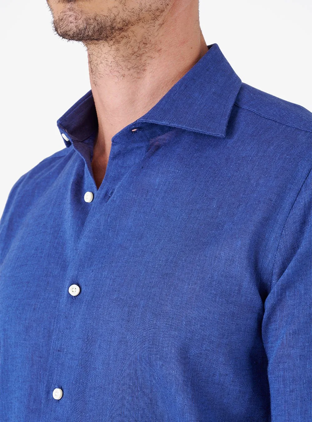 Camicia collo francese in lino cotone - Martin Brenner
