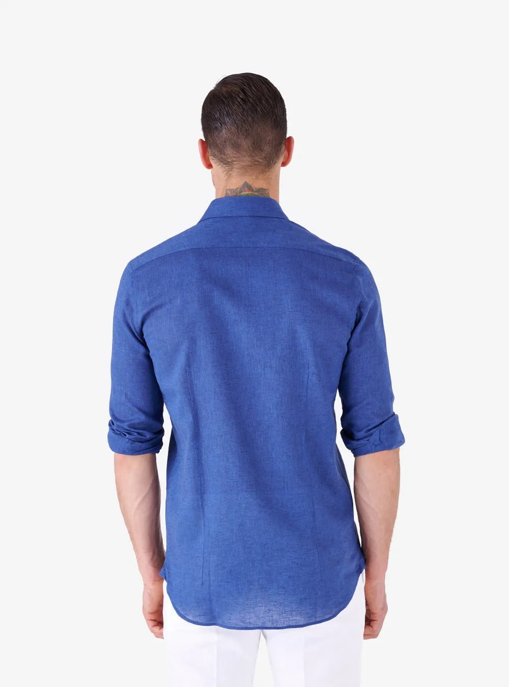 Camicia collo francese in lino cotone - Martin Brenner