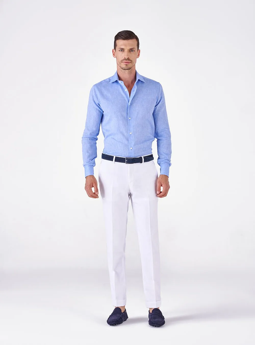 Camicia collo francese in lino cotone - Martin Brenner