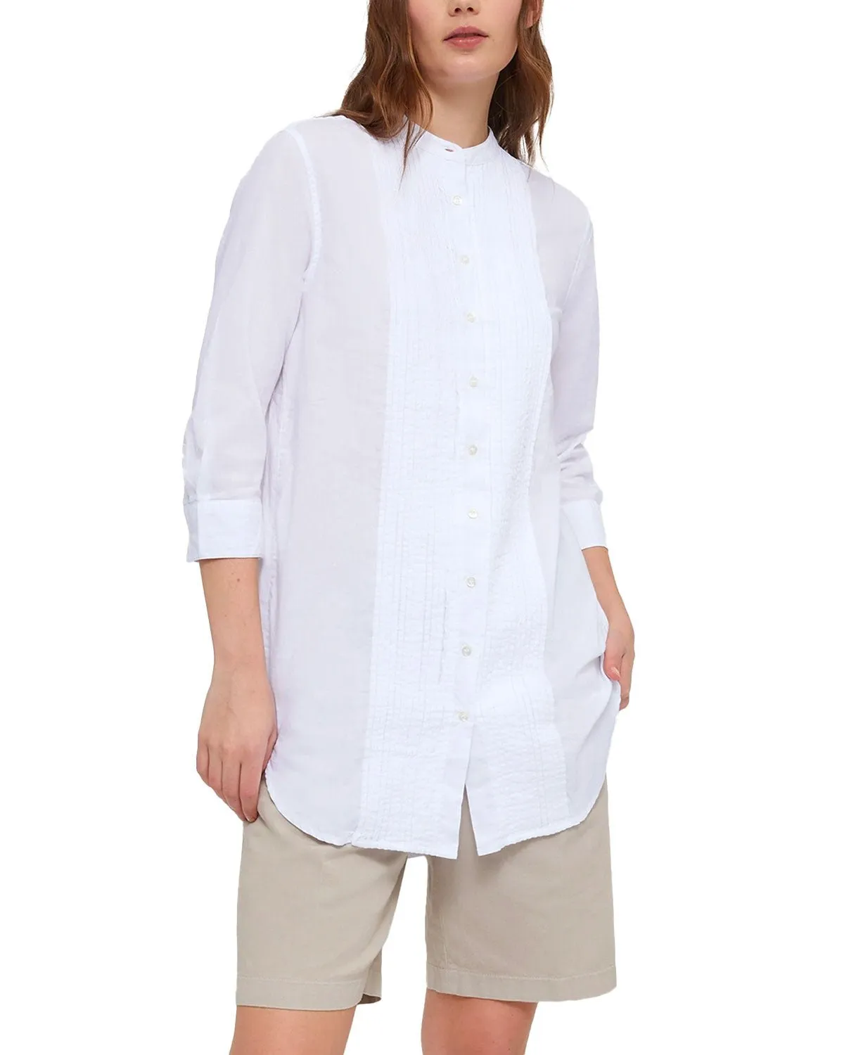 Camicia coreana plissé bianca