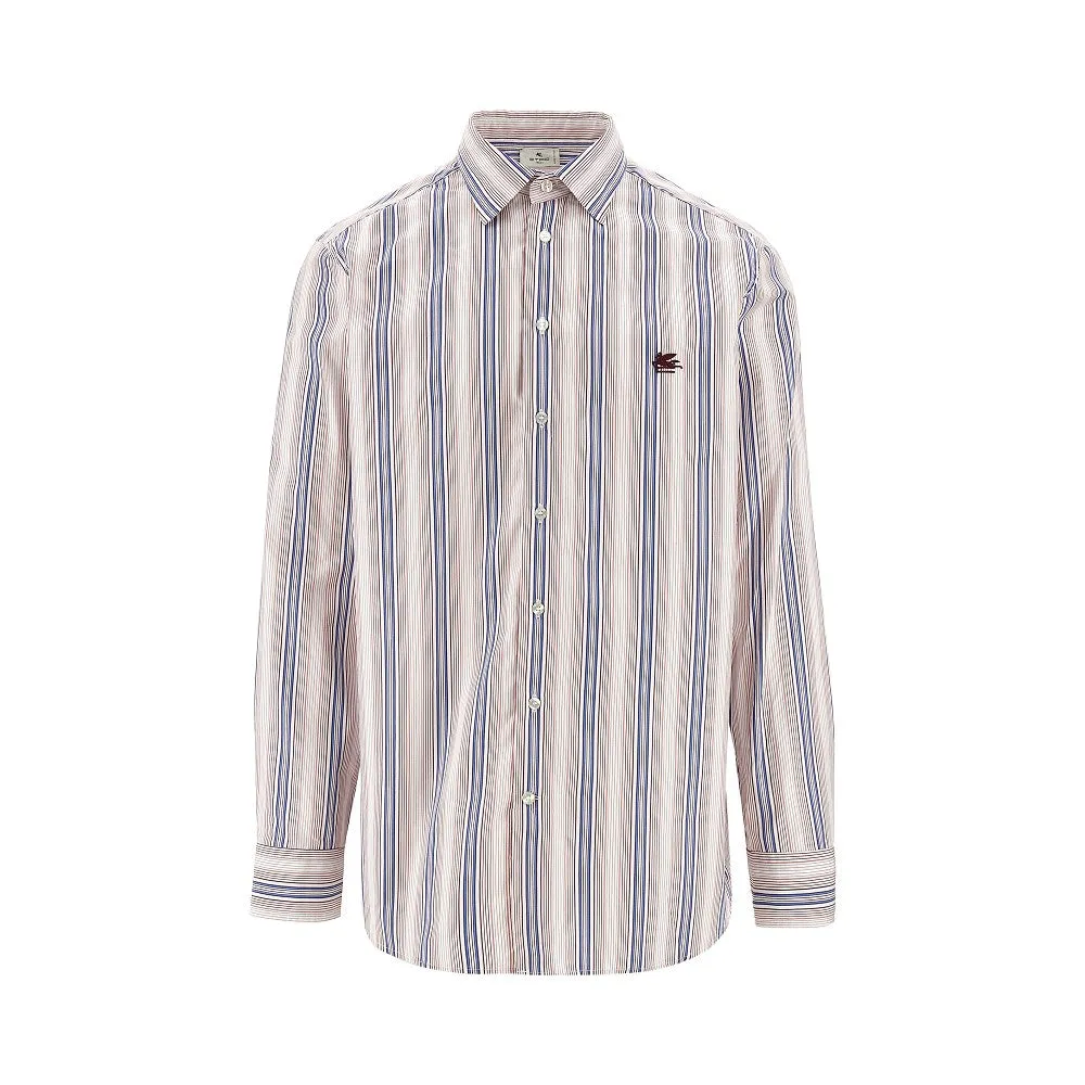 Camicia in popeline a righe con logo Pegaso